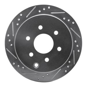 Nissan Frontier Brake Rotor (1) - Rear Left - R1 Concepts - Drilled & Slotted - Silver - `05-`25
